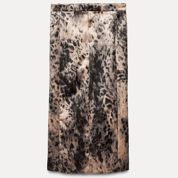 NWT Zara Leopard Print Skirt Size L - Picture 2 of 8